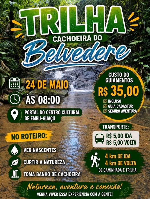 Trilha Ecológica à Cachoeira do Belvedere reúne aventura, natureza e conexão em Embu-Guaçu